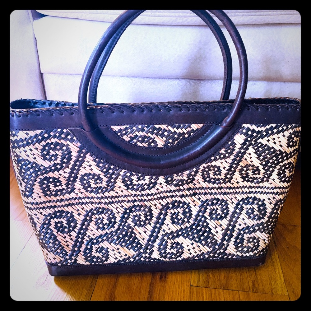 Afrocentric/island leatherwicker purse $30 Used 1x